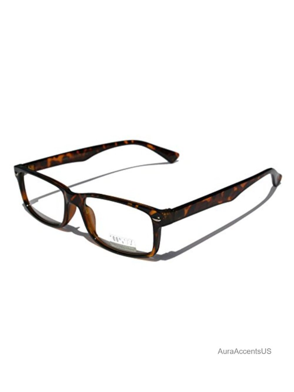 Rectangular Horned Rim Clear Lens Glasses - Picture 2 of 3